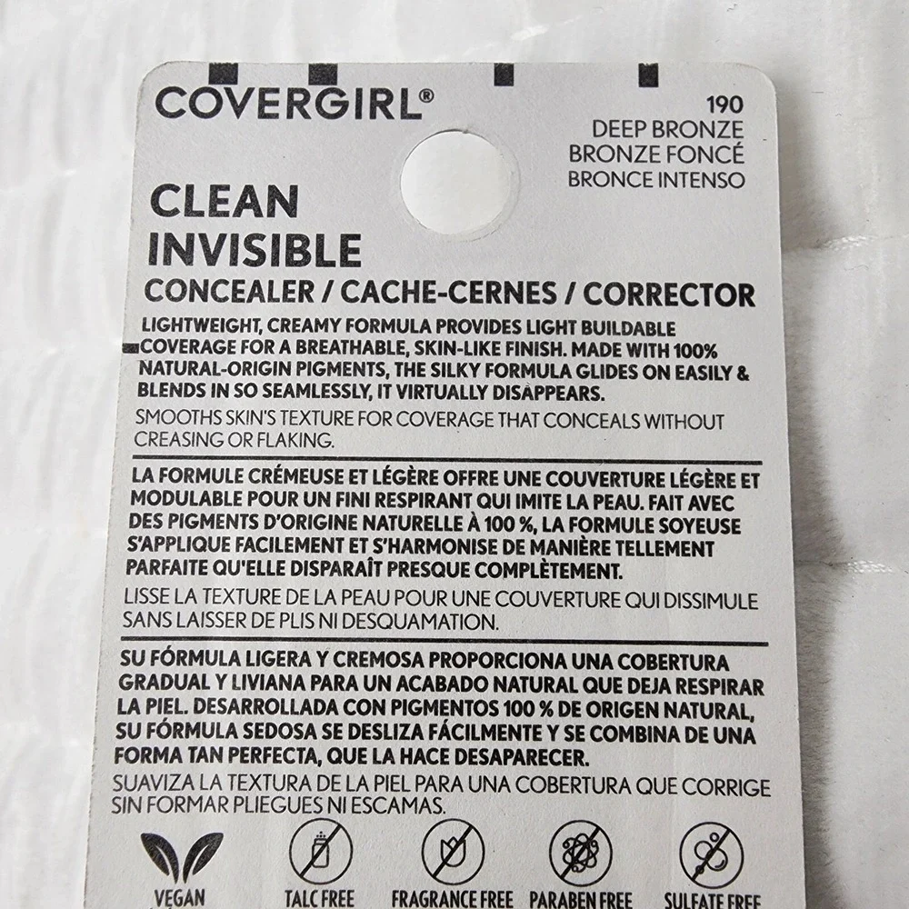 CoverGirl Clean Invisible Concealer 190 Deep Bronze Creamy 0.23 fl oz